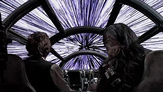 Moving camera hyperspace analogy illustration
